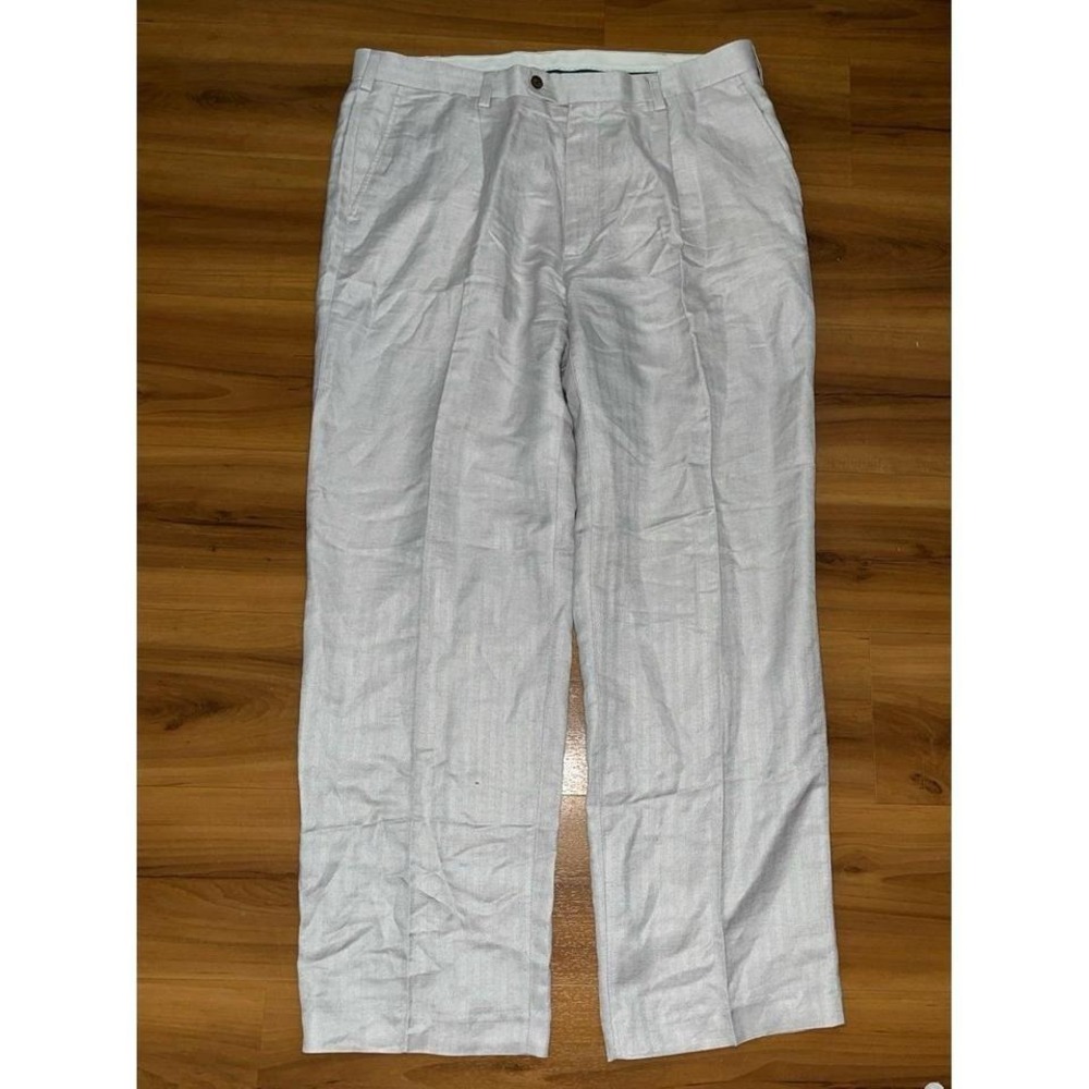 Mens Cubavera Linen Blend Straight Leg Casual Chino‎ Pants